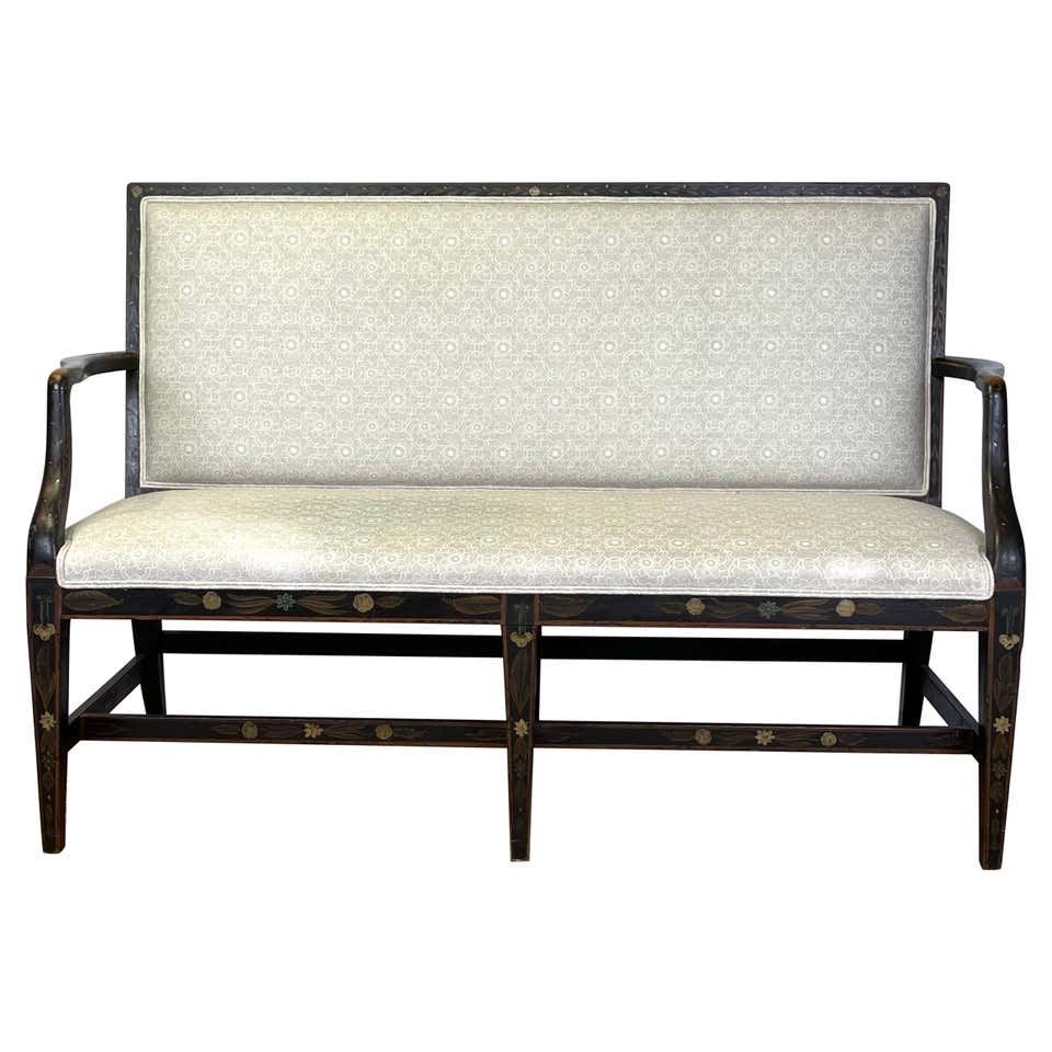 English Painted and Upholstered Bench