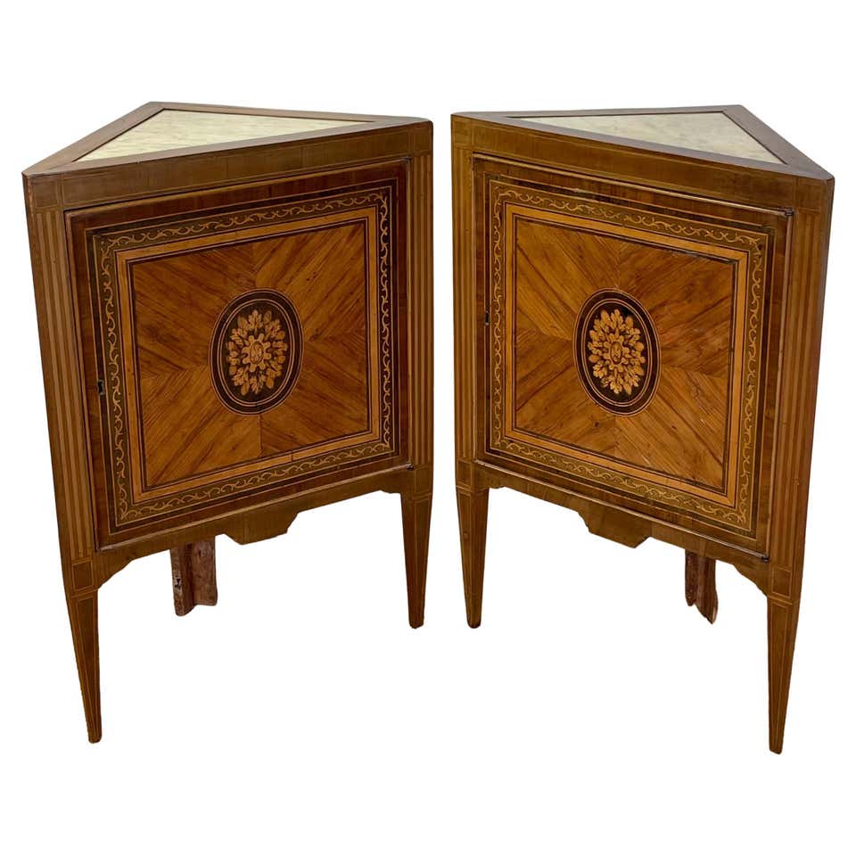 Pair of Italian Neoclassical Corner Cabinets