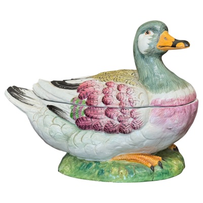 Late 18th Century French Glazed Ceramic Duck Tureen