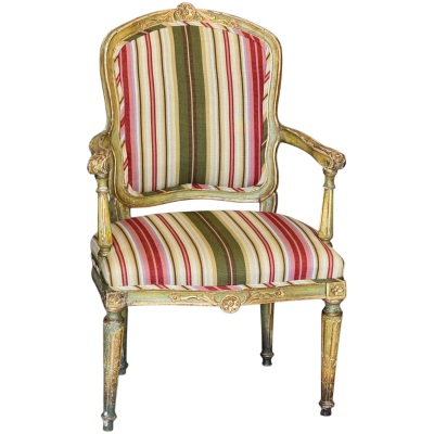 Late 18th Century Italian Classical Parcel-Gilt Armchair