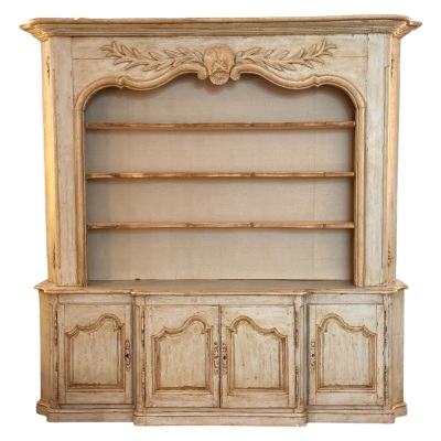 Mid 20th Century Custom Country French Breakfront Cabinet in Painted Finish