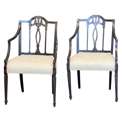Pair of Early 19th Century English Paint-Decorated Armchairs