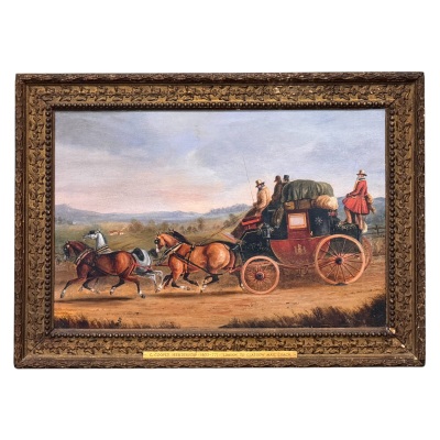 Oil Painting of London to Glasgow Royal Mail Coach by Charles Cooper Henderson