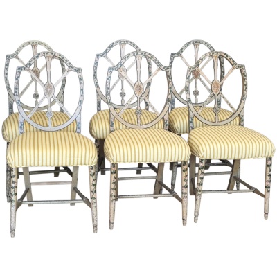Set of Six English George III Style Wheel-back Dining Chairs