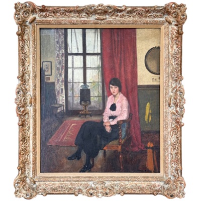 Early 20th Century Oil Portrait of a Young Lady, Dated 1914
