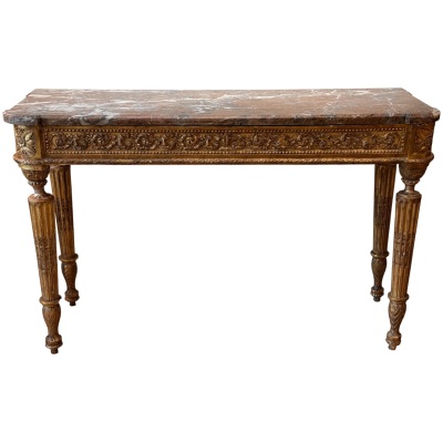 Late 18th Century French Carved Giltwood Marble Top Console Table