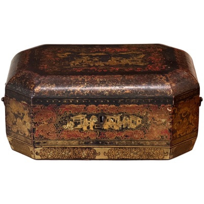 Early 19th Century Chinese Export Lacquer Tea Caddy