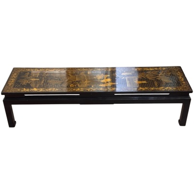 Chinese Lacquer Screen Panel Mounted as a Low Table