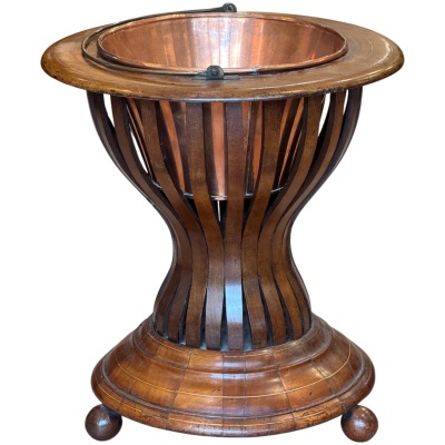 Mid 19th Century Classical Form Mahogany, Brass and Copper Peat Bucket