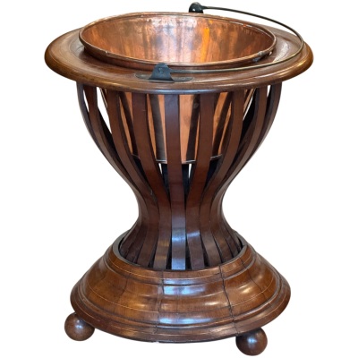 Mid 19th Century Classical Form Mahogany, Brass and Copper Peat Bucket