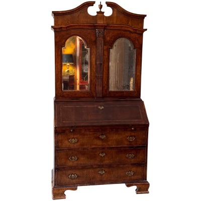 Early 18th Century Dutch Baroque Burl Walnut Drop-Front Secretary Desk